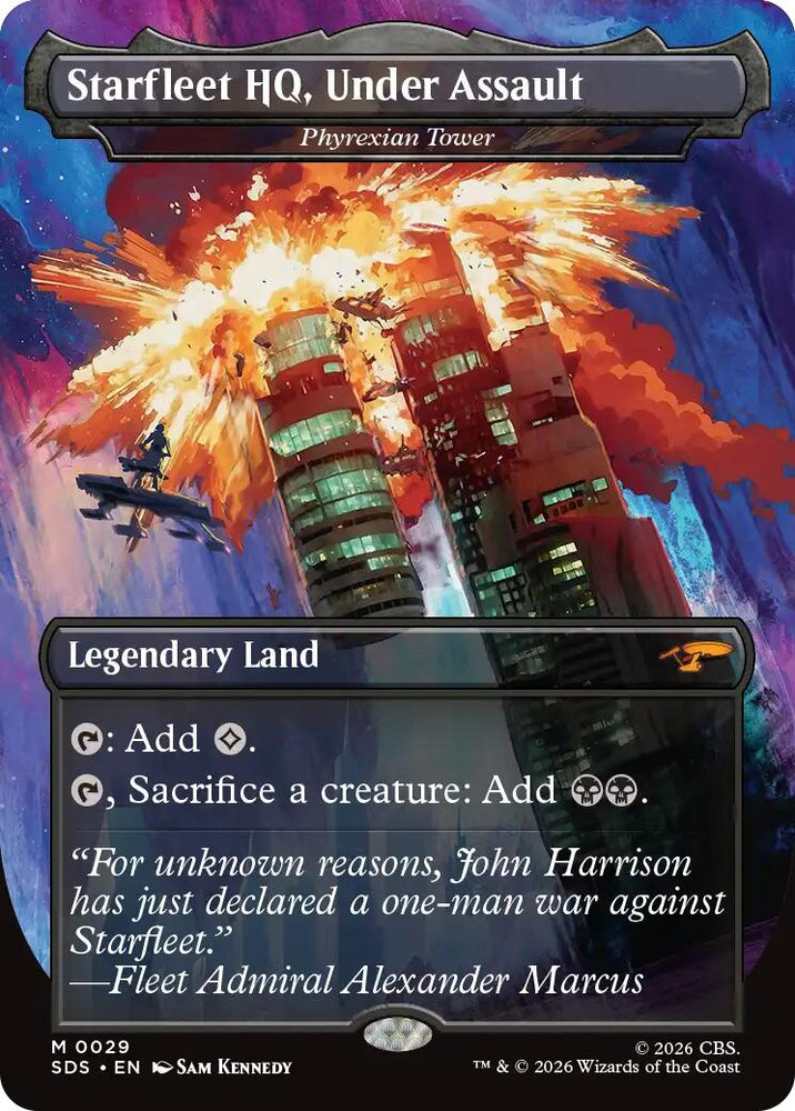 Starfleet HQ, Under Assault - Phyrexian Tower (Borderless) [Star Trek: Stardates]