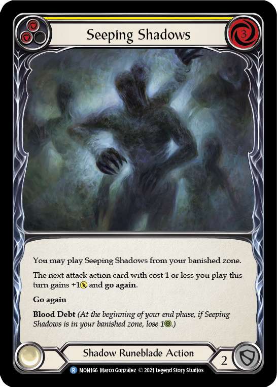 Seeping Shadows (Yellow) (Rainbow Foil) [MON166-RF] 1st Edition Rainbow Foil