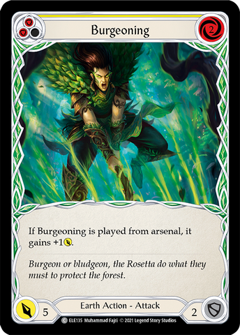 Burgeoning (Yellow) [ELE135] (Tales of Aria)  1st Edition Rainbow Foil