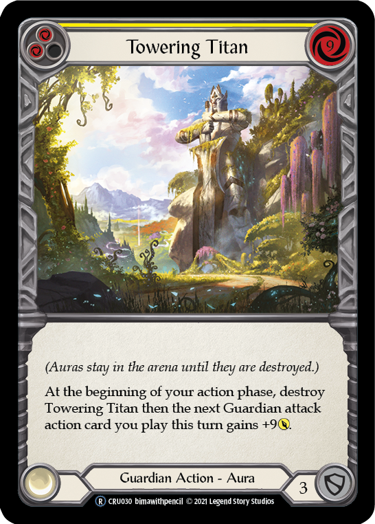 Towering Titan (Yellow) (Rainbow Foil) [CRU030-RF] Unlimited Rainbow Foil