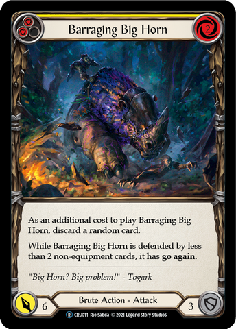 Barraging Big Horn (Yellow) (Rainbow Foil) [CRU011-RF] Unlimited Rainbow Foil