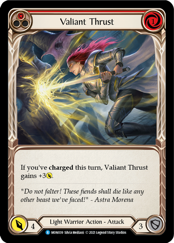 Valiant Thrust (Red) (Rainbow Foil) [MON039-RF] 1st Edition Rainbow Foil