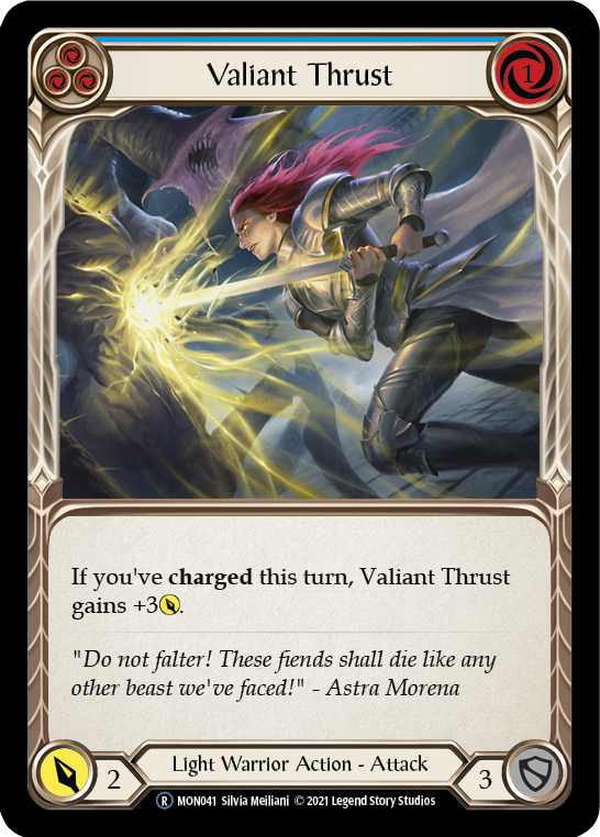 Valiant Thrust (Blue) (Rainbow Foil) [U-MON041-RF] Unlimited Edition Rainbow Foil