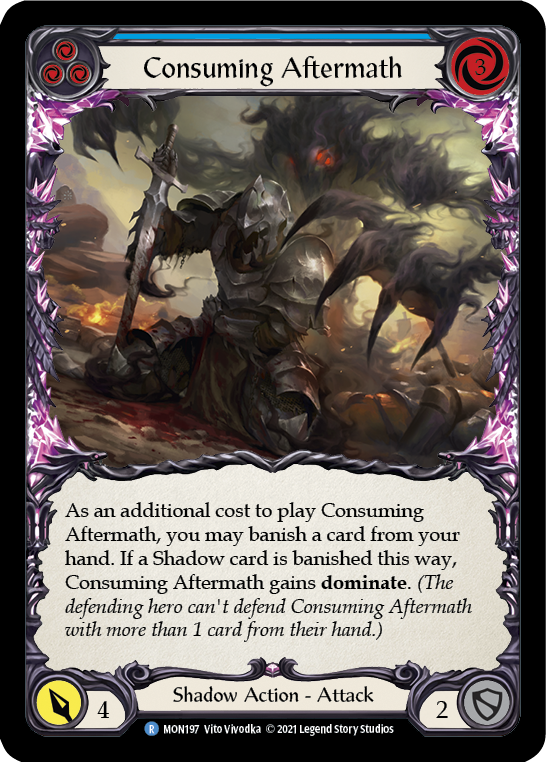 Consuming Aftermath (Blue) (Rainbow Foil) [MON197-RF] 1st Edition Rainbow Foil