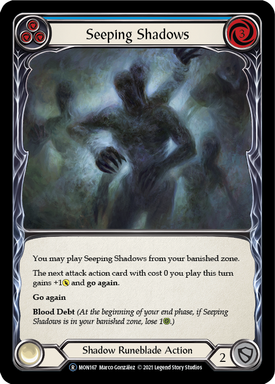 Seeping Shadows (Blue) (Rainbow Foil) [U-MON167-RF] Unlimited Edition Rainbow Foil