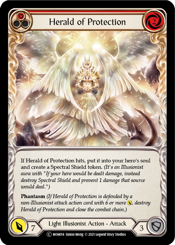 Herald of Protection (Red) (Rainbow Foil) [U-MON014-RF] Unlimited Edition Rainbow Foil